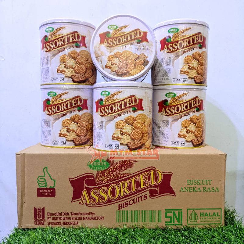

(1 DUS) Borneo Assorted Biscuits Kaleng Bulat 350g isi 6