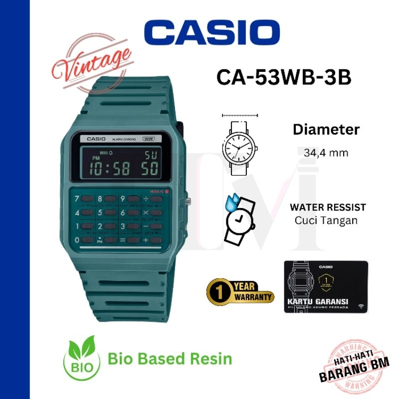 

CASIO CA-53WB-3B Jam Tangan Original Digital Kalkulator Karet Antiair CA-53WB-3BDF CA53