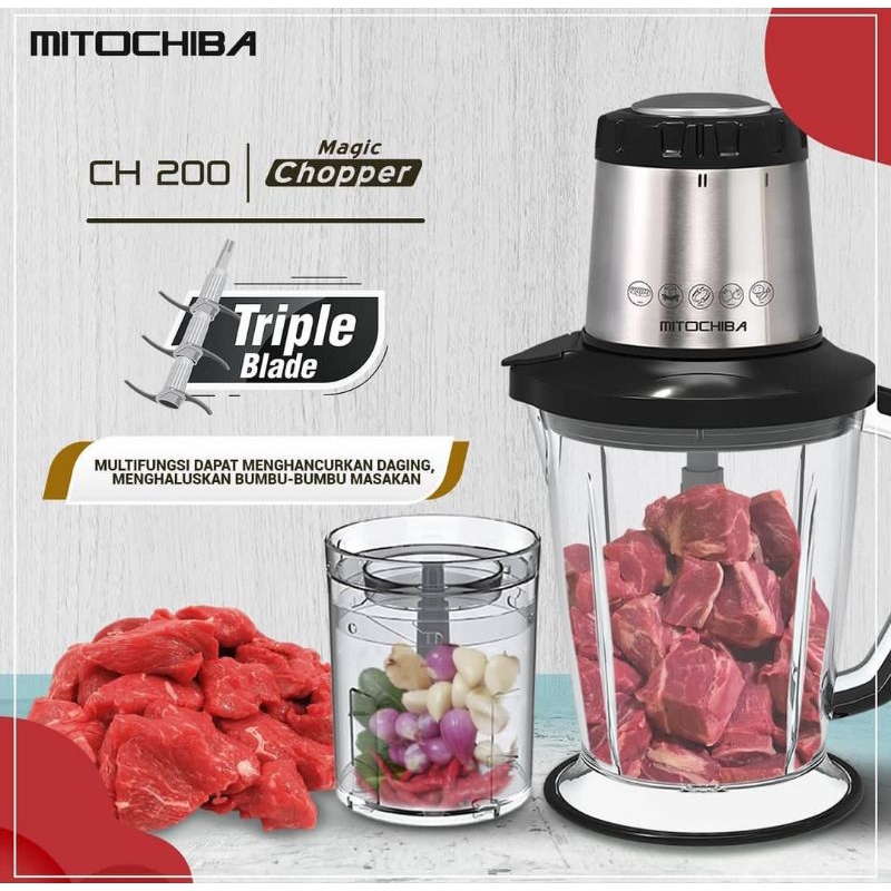Mitochiba CH 200 Magic Chopper Triple Blade/Penggiling Daging Mitochiba CH-200/Food Processor/Thermo