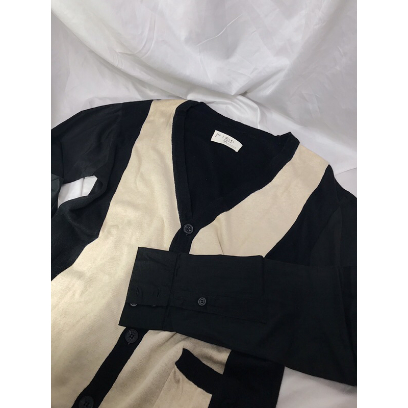 (Outer/Luaran) (X) s.m.l Cardigan 2 Tone (Woman) - Black/Cream / Hitam/Krim | Perempuan | Pakaian Wa