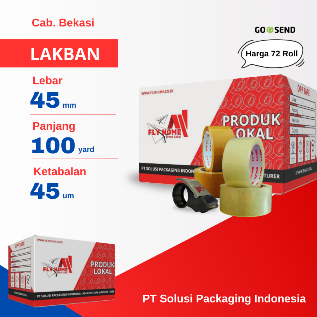 

FLYHOME 1Dus Lakban Bening Coklat 45x100Y 2inch 91METER 100 Yard INSTAN