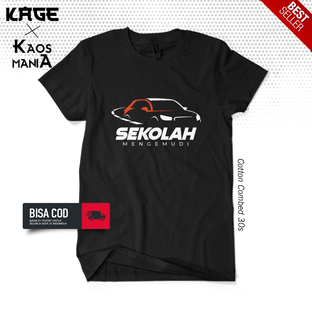 Kaos Distro Pria SEKOLAH MENGEMUDI - Kaos Pelatihan Kursus Mobil KAOS KAGE