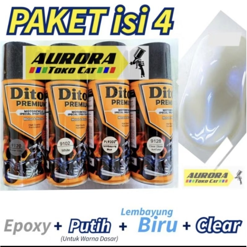 PAKET Lengkap Lembayung Biru Diton Premium termasuk Epoxy Primer Grey 9120 + Putih White 9102 + Lemb