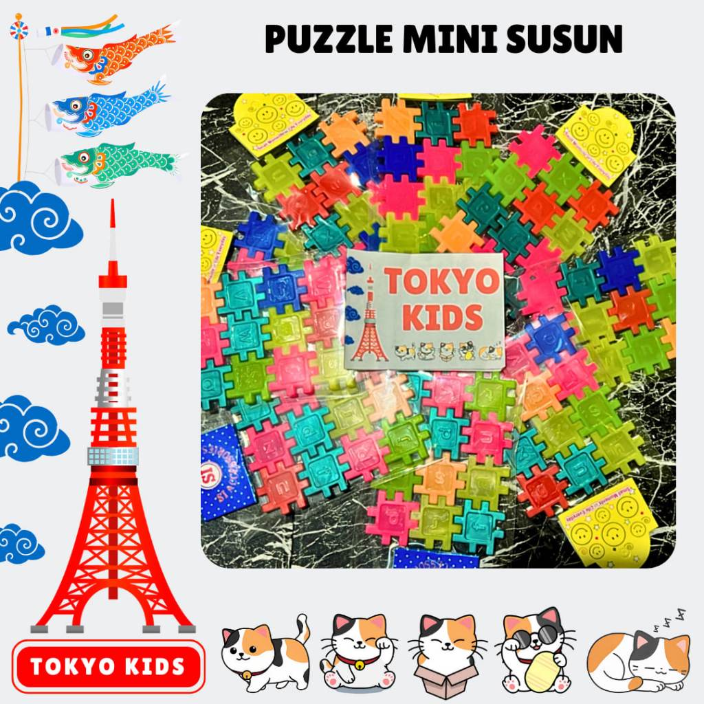 Tokyo Kidz Puzzel Mini Susun TERMURAH lego Kubus Huruf Mainan Anak Edukatif | Mainan lego Meronce Ku