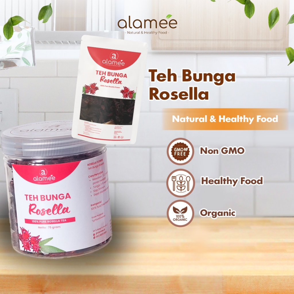 

ALAMEE Teh Bunga Rosella Kering Rosela Tea Flower Merah Organik Red