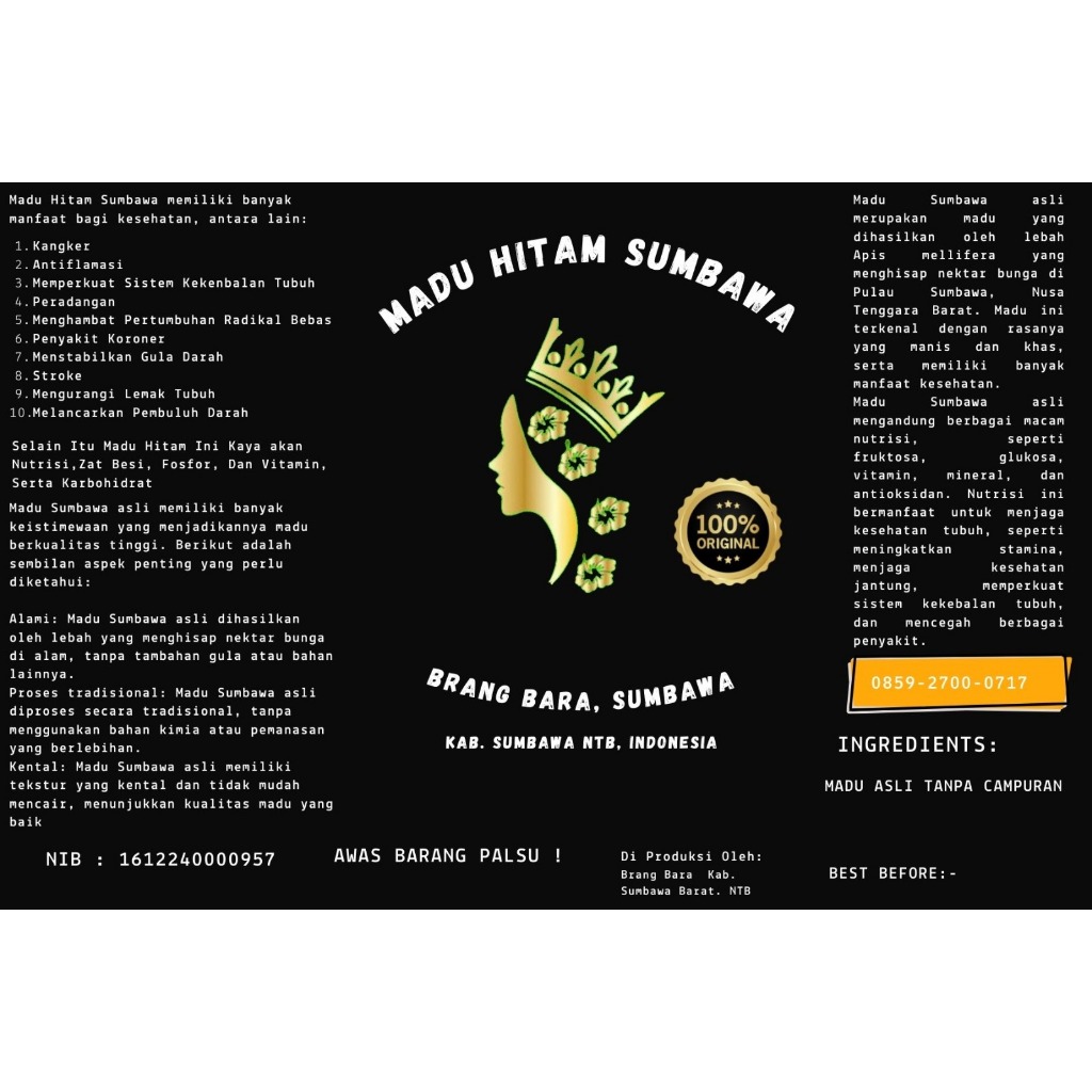 

Madu Hitam Asli Sumbawa 250ml