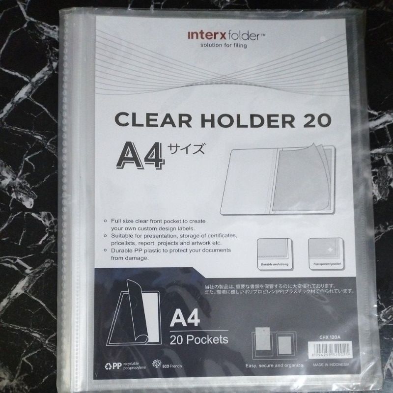 

Clear Holder A4 20 Pocket Inter X / Dokumen Keeper / Display Album
