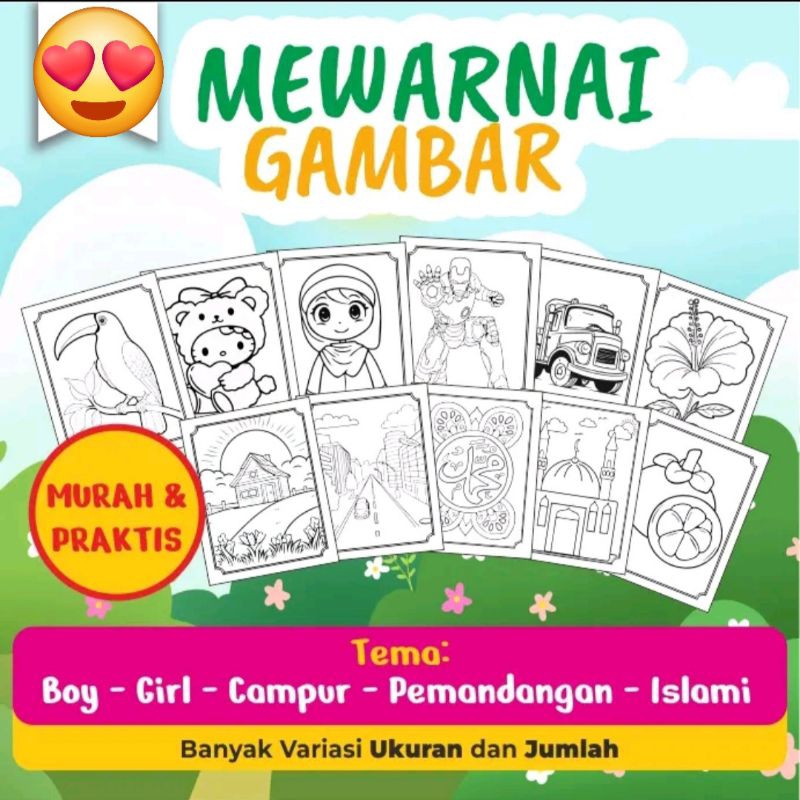 Lembar Mewarnai Anak TK PAUD SD Lembar Mewarnai Campur Lucu Simpel