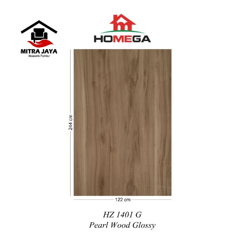 HPL Homega HZ 1401 G Homega HPL Pearl Wood Glossy HZ1401G HOMEGA Hpl Pelapis Kayu Tipe Hz1401g