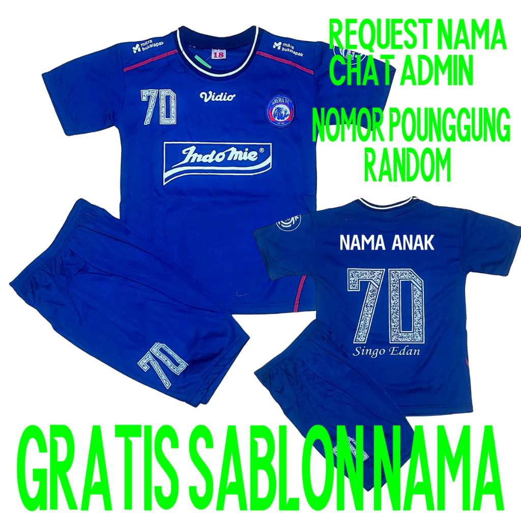 JERSEY AREMA MALANG/SETELAN BAJU BOLA ANAK AREMA MALANG USIA 5-12THN