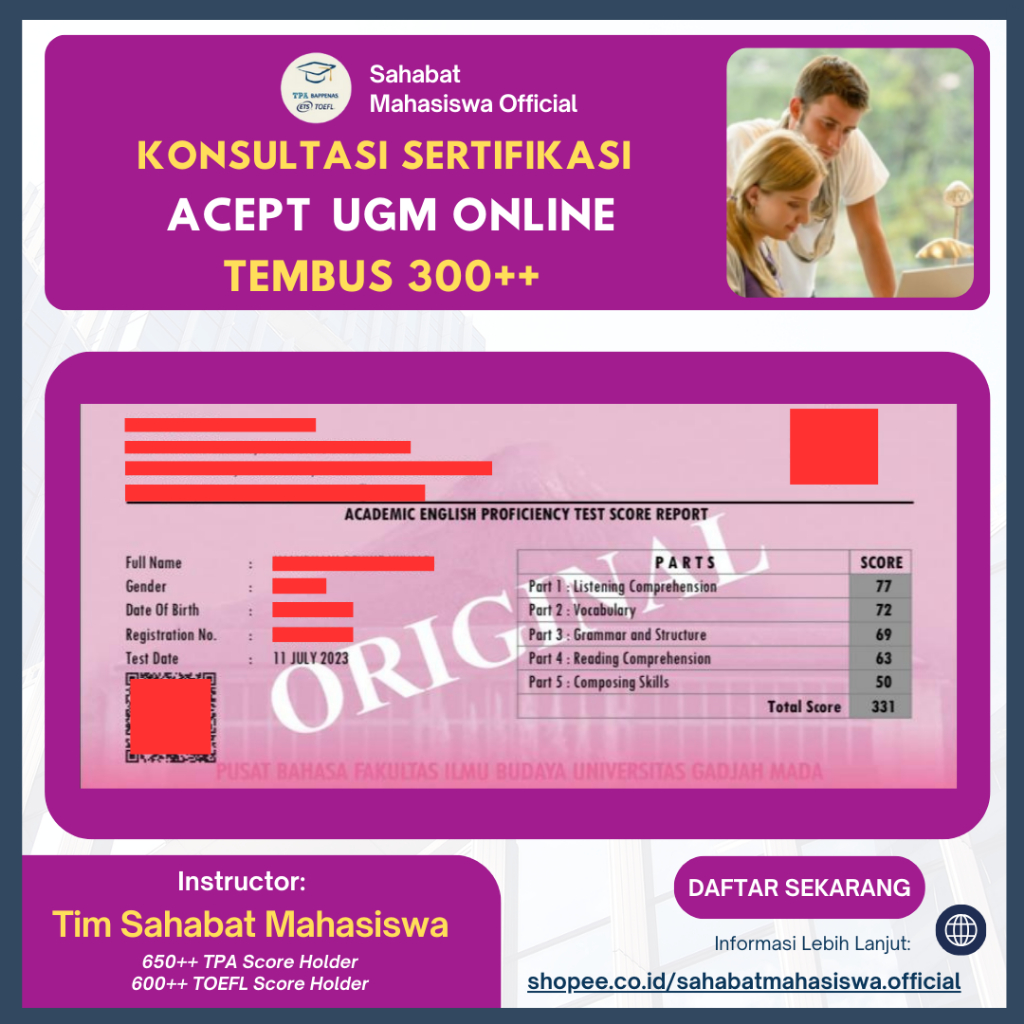 Layanan Sertifikasi ACEPT UGM Private Lesson 300+