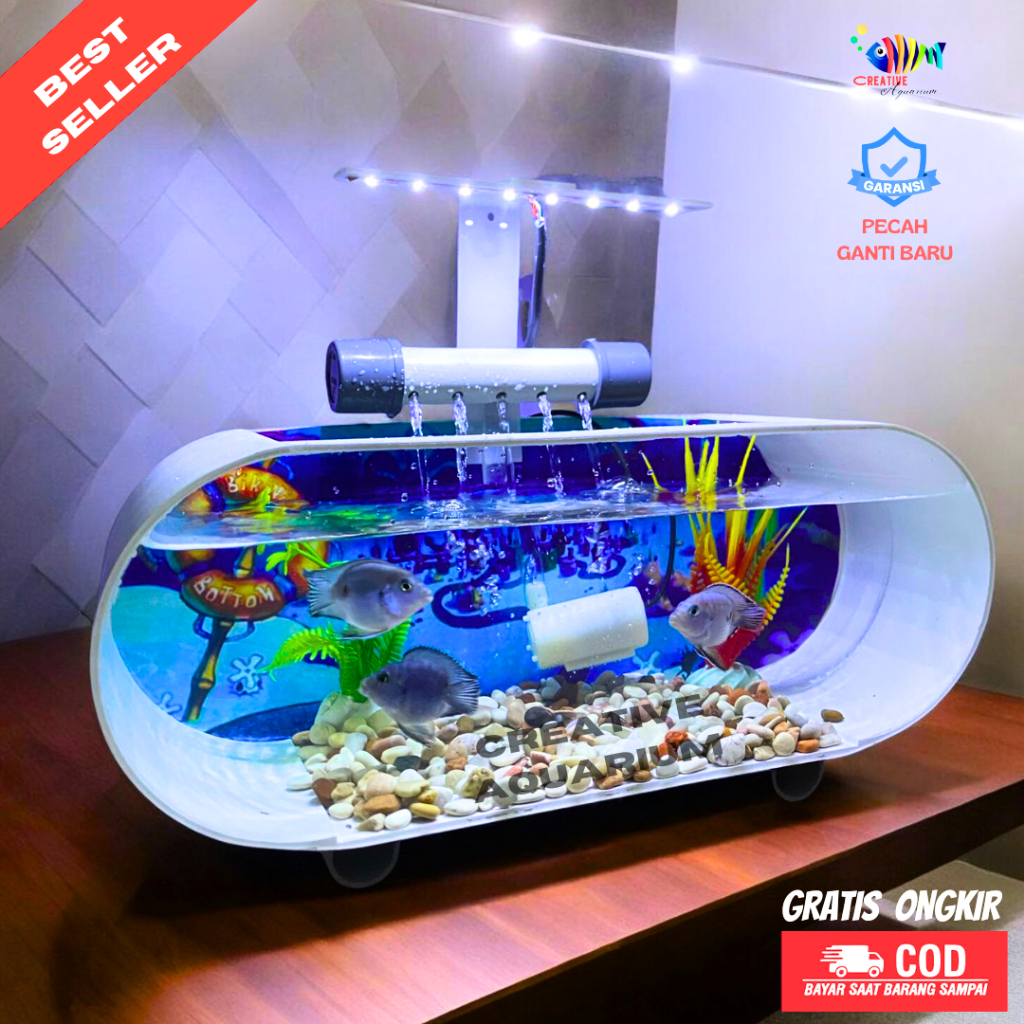Dimasstorr [Promo] Aquarium Full Set / Aquarium Mini Akrilik Lengkap Dengan Pompa Dan Mesin Filter