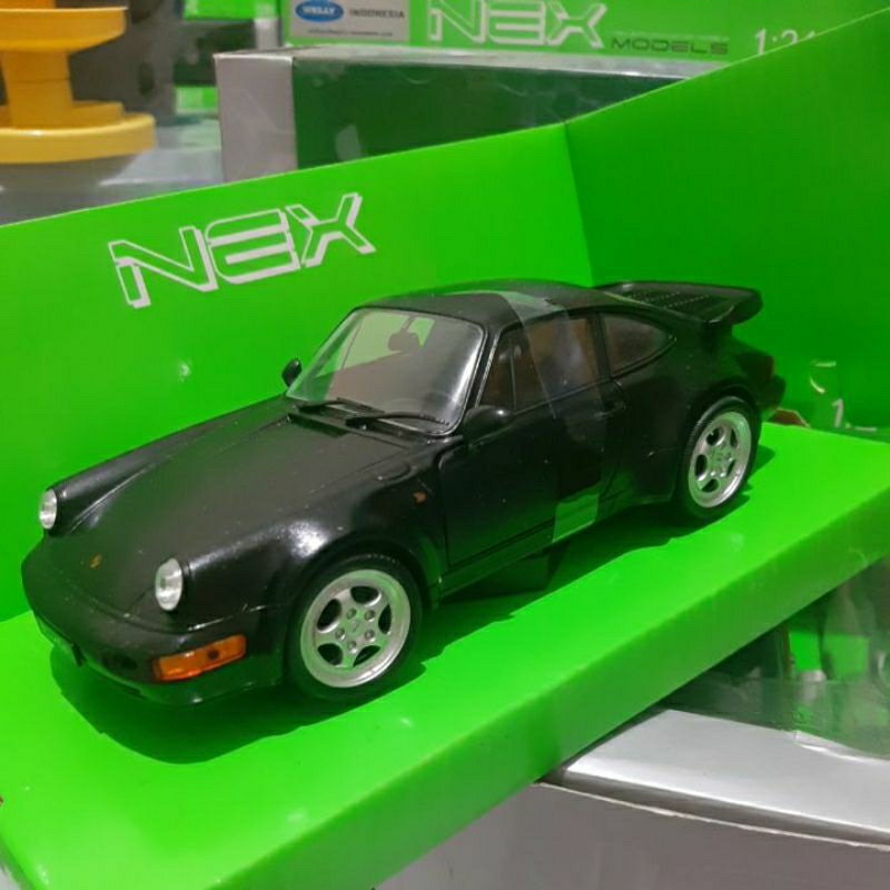 Diecast Welly Skala 1:24 Porsche 964 Turbo Hitam Baru Bukan Bekas Komplit