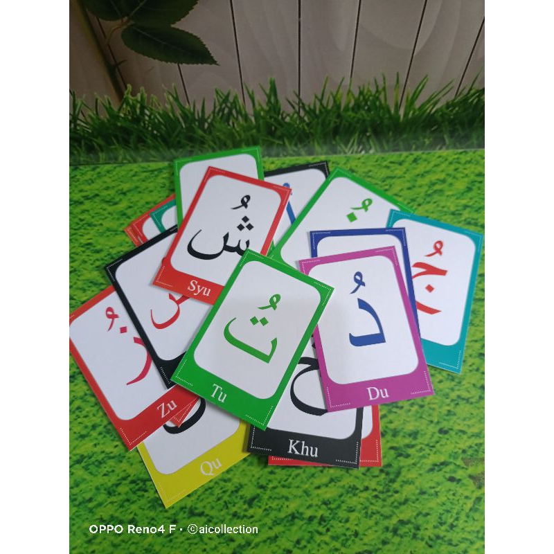 

Flashcard huruf Hijaiyah dengan harokat, Flash Card, Kartu pintar belajar