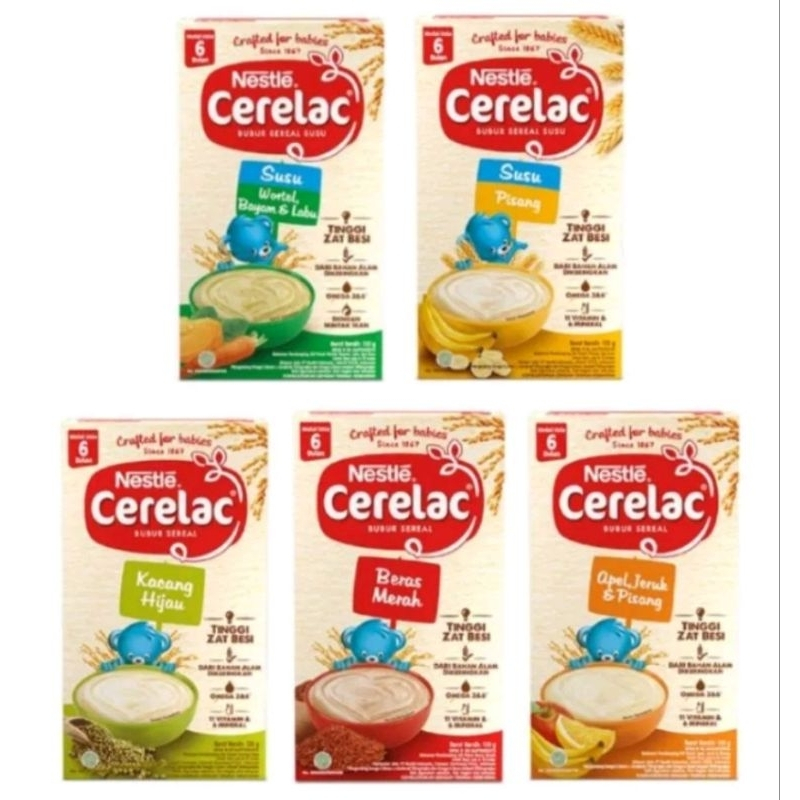 Nestle cerelac probiotik rasa beras merah & susu / pisang & susu / wortel bayam & susu 120 gram