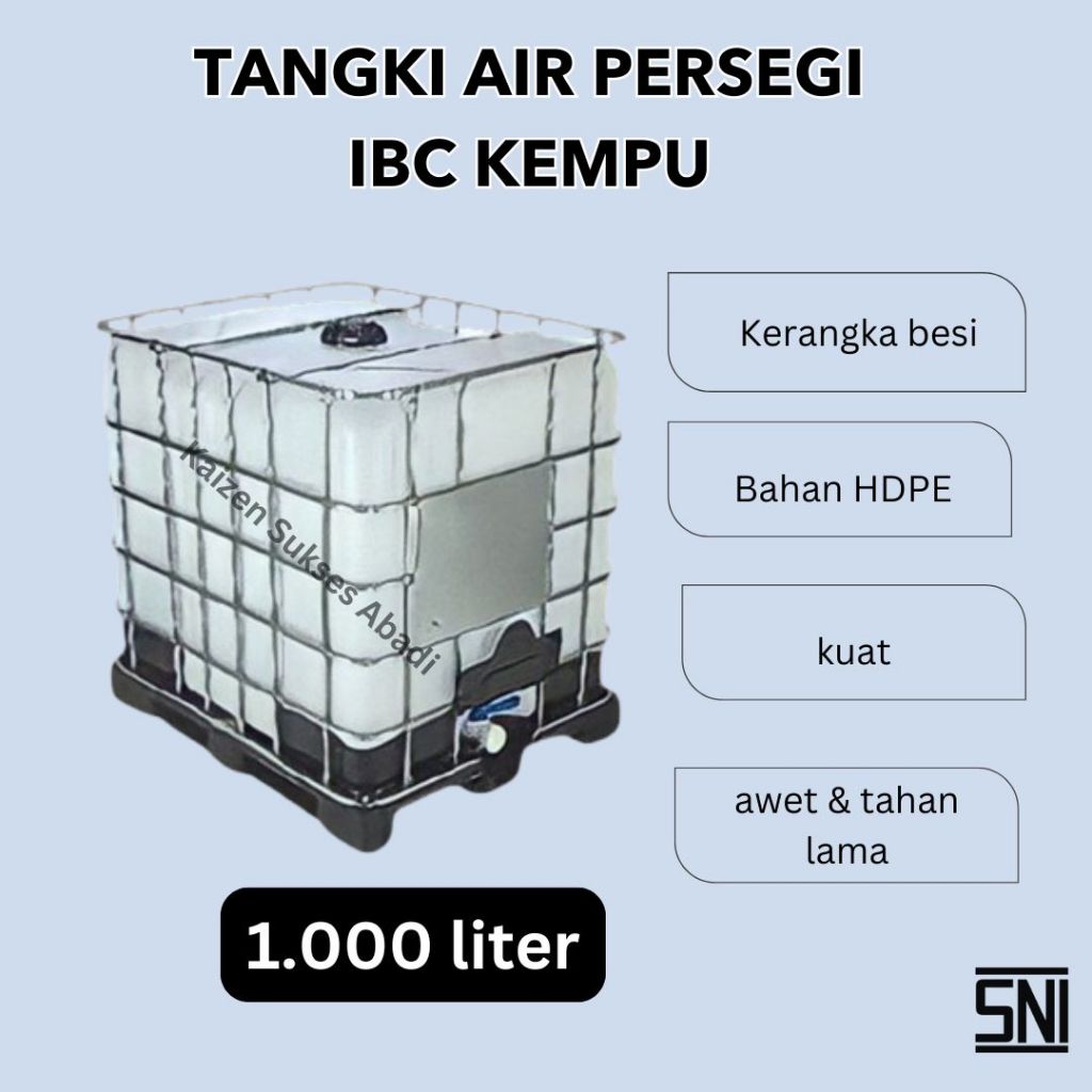 tandon tangki toren air industri pabrik proyek kotak persegi plastik kerangka besi merek ibc kempu 1