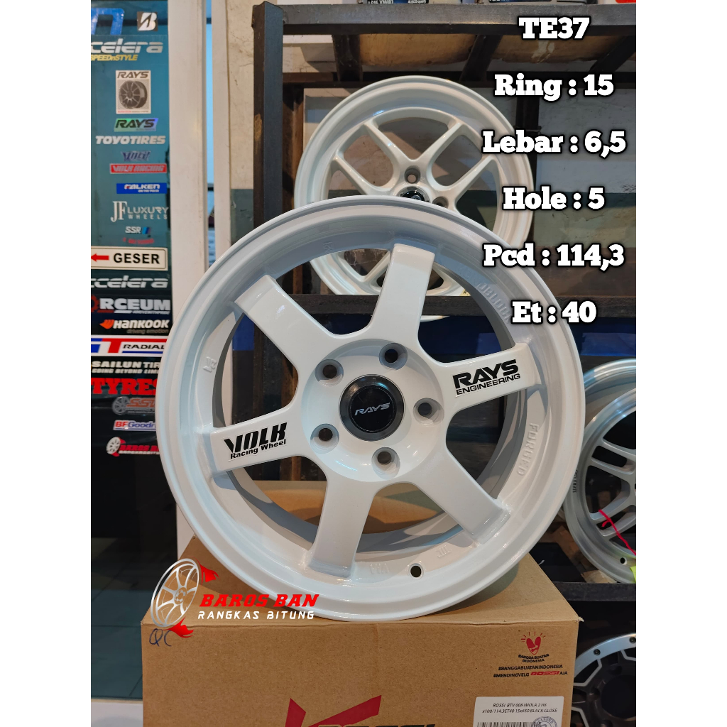 Volk rays te37 ring 15 lebar 65 velg untuk mobil lubang 5 ertiga wuling carry pick up dll