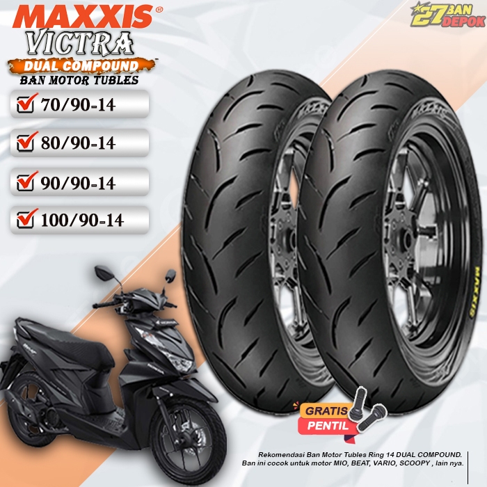 BAN MOTOR BEAT MAXXIS VICTRA RING 14 TUBLES BAN MOTOR MATIC MIO VARIO BEAT SCOOPY TUBELESS RING 14