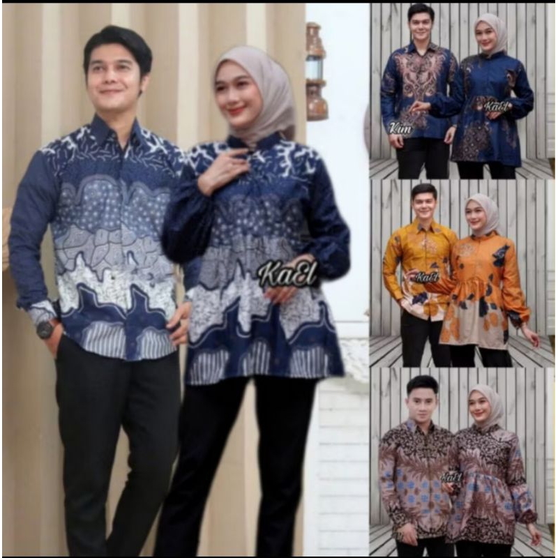 Baju Batik Tunik Couple Pria Wanita Baju Batik Couple laki-laki Perempuan Atasan Motif