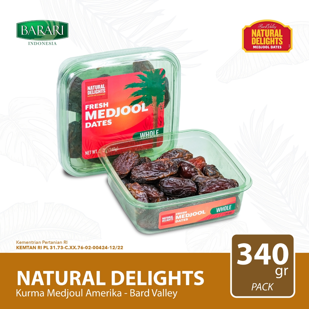 

NATURAL DELIGHTS Kurma Medjool Amerika Bard Valley 340Gr Premium Dates High Quality Tekstur Lembut dan Legit