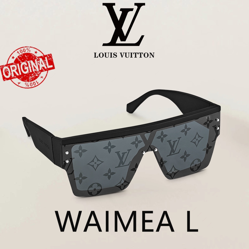 【100% Original】Kacamata hitam LV Waimea L Sunglasses Black pria wanita Ori LOUIS VUITTON Z1583E