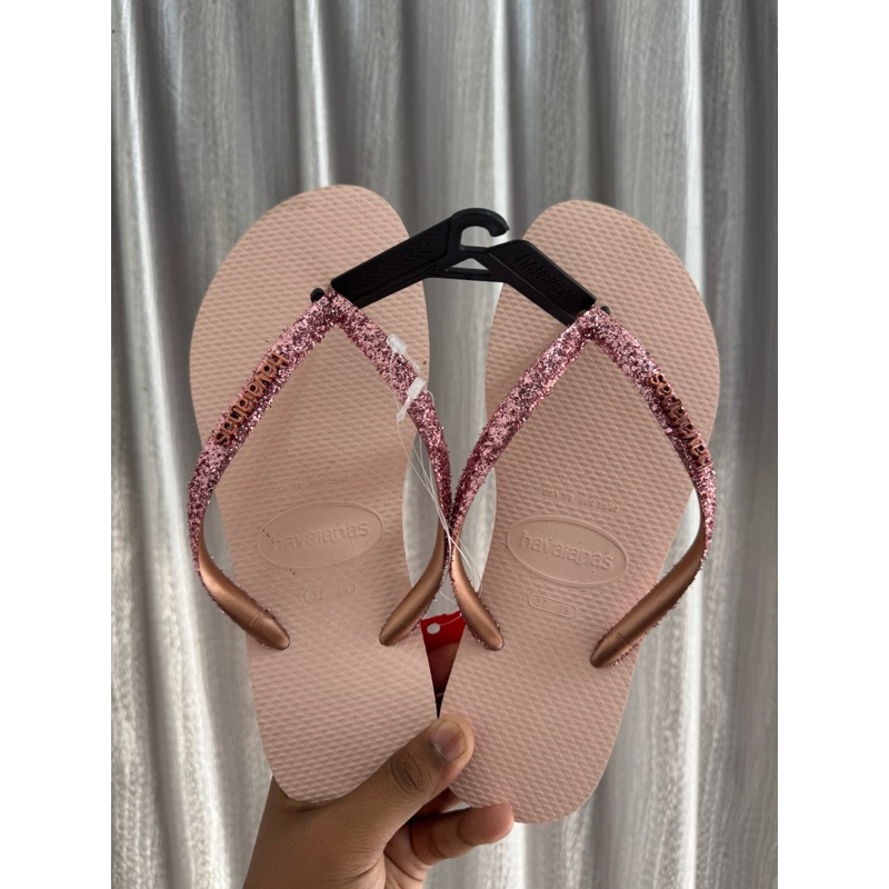 havaianas glitter ll ballet rosa - sandal wanita