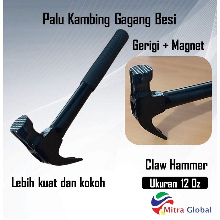 Palu Kambing Claw Hammer Palu Martil Cungkil Paku Gagang Besi 12 oz