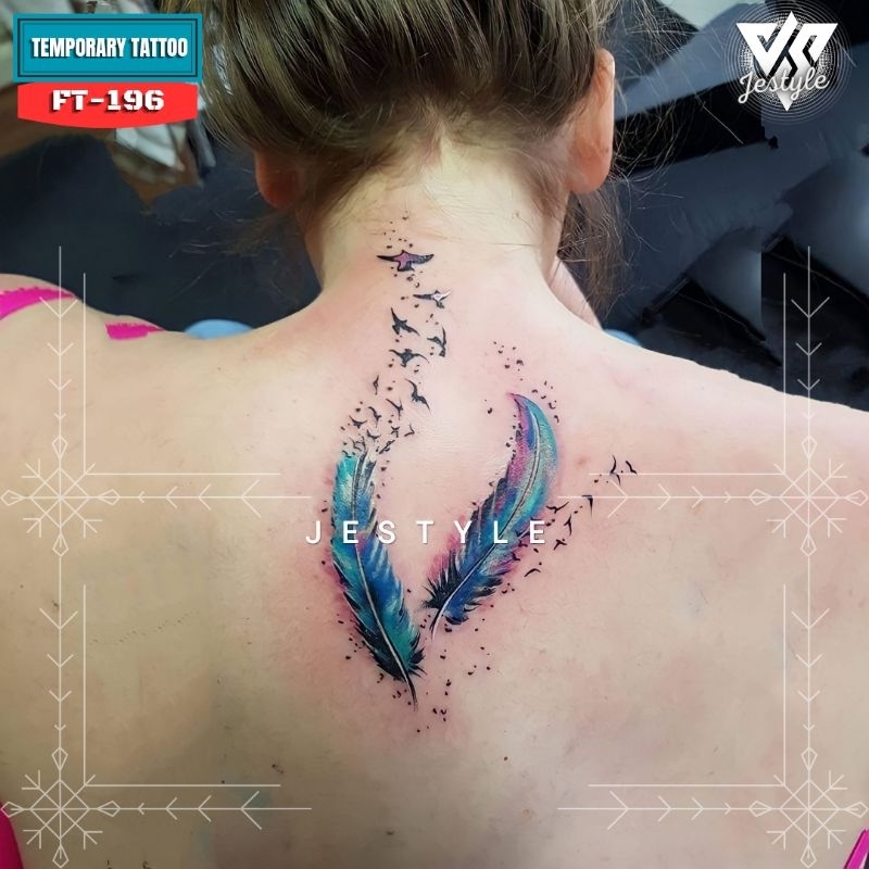 [HB-196] Tato Temporer Temporary Tattoo Motif bulu burung