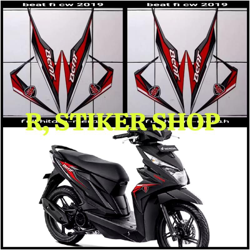 STIKER STRIPING LIS LES FOLET BODY MOTOR HONDA BEAT ESP 2019,full hitam