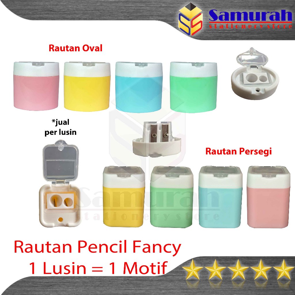 

Rautan Pensil Motif Fancy Lucu 2 Lubang /Tabung Bentuk Oval - Persegi / Serutan Pinsil Lusin 2 Hole / Pencil Sharpener Pak