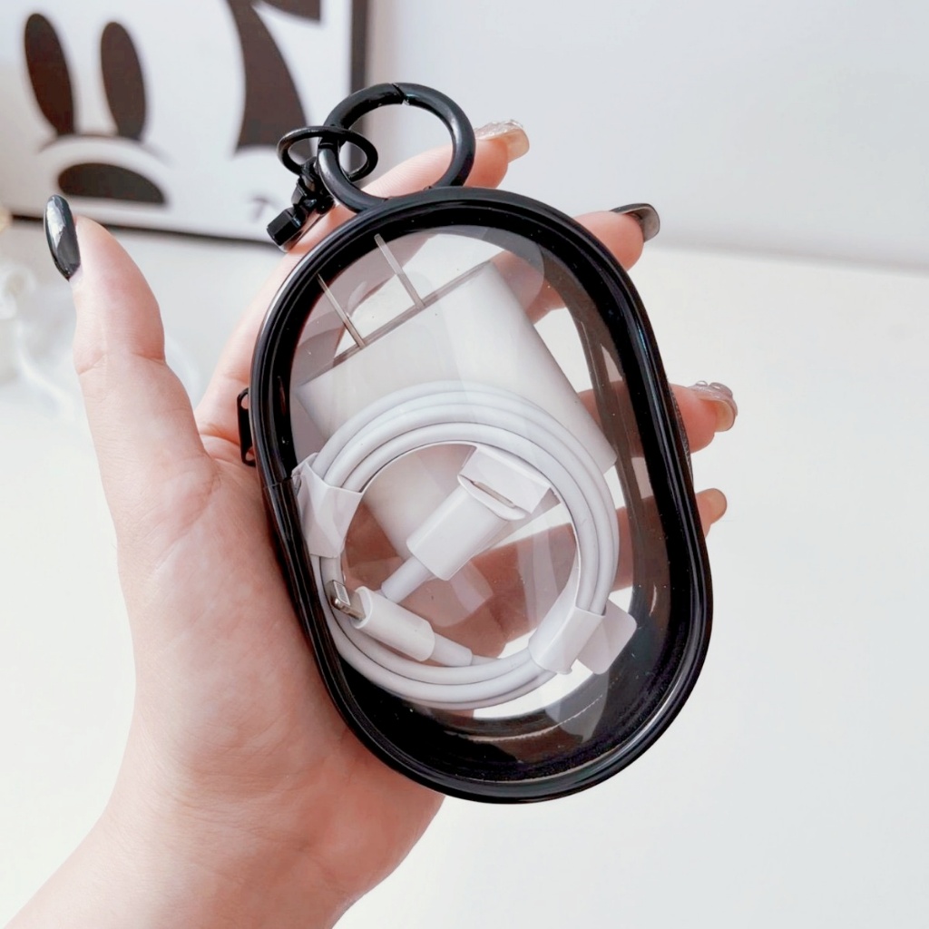 Pouch gantungan kunci charger kabel data headset mini Travel organizer gantung resleting anti air po