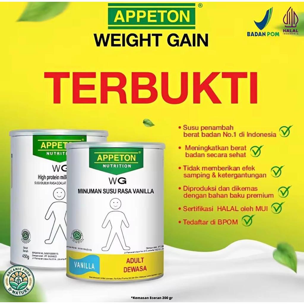 

Appeton Nutrition Weight Gain Terbukti Minuman Susu Rasa Vanilla