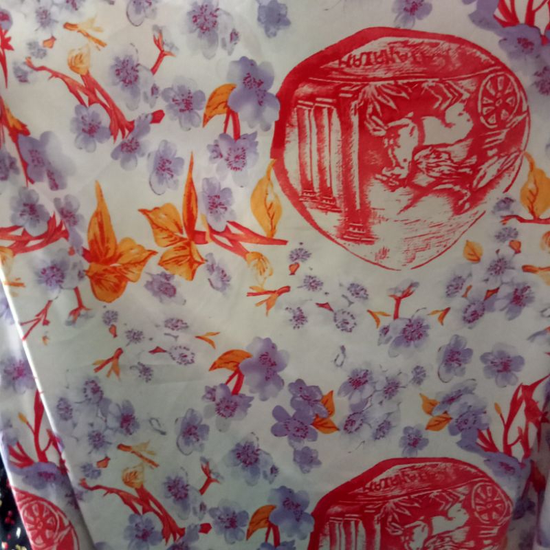 Kain Silk Sutra Motif Bunga Import - Kain Zara Silk - Kain Meteran Pj | Harga Per Setengah Meter