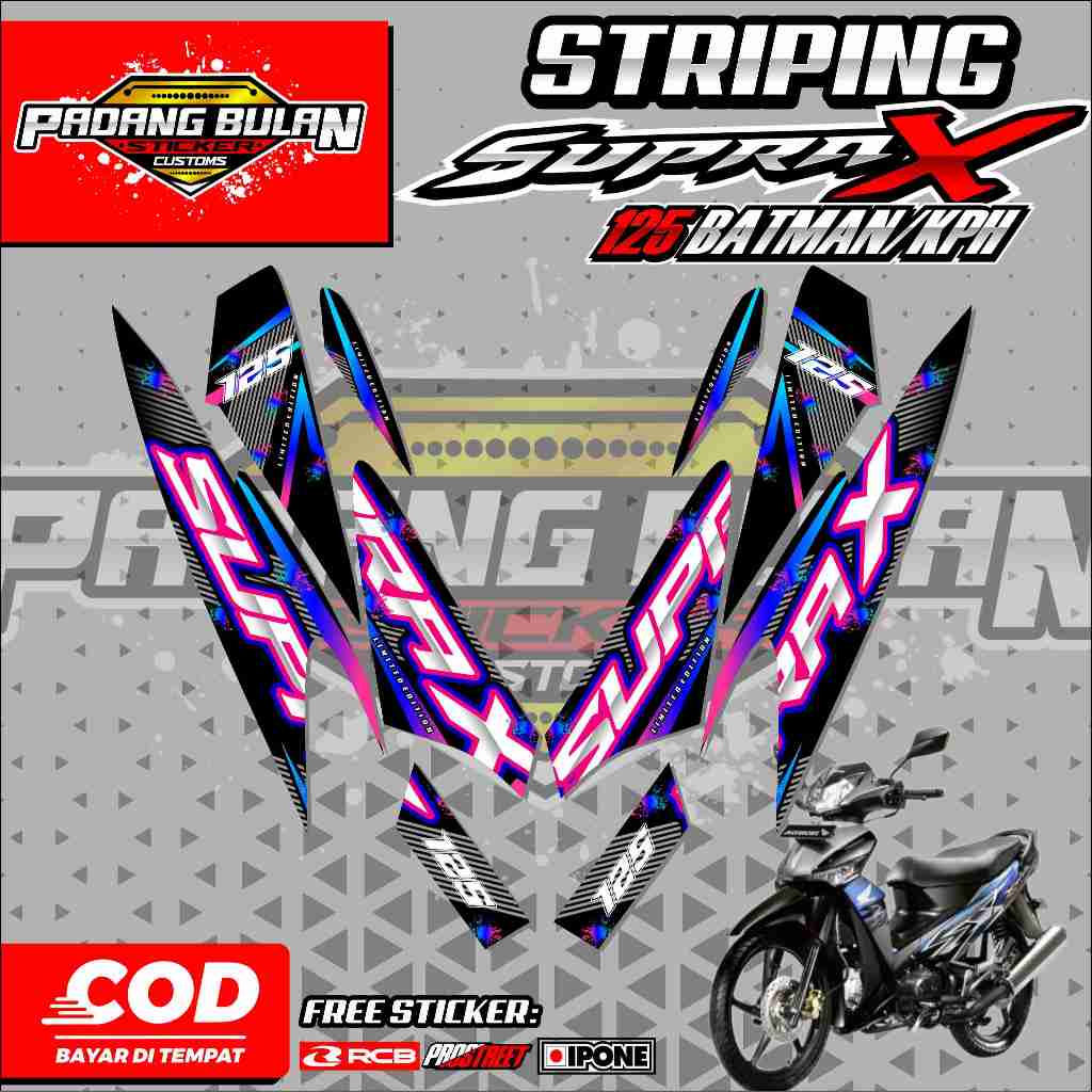 STRIPING VARIASI SUPRA X 125 KPH/BATMAN / STICKER LIST HONDA SUPRA X 125 KPH/BATMAN MOTIF SPESIAL ED