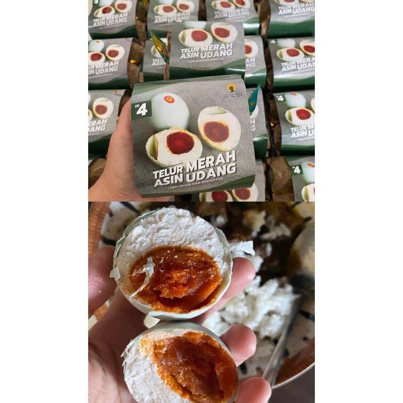 

Telur asin matang merah udang isi 4
