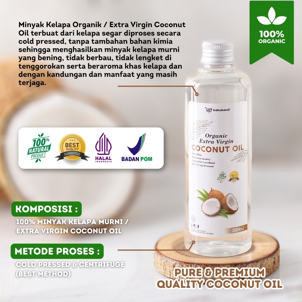 

HG Organic Extra Virgin Coconut Oil Cold Pressed VCO EVCO Ekstra Virgin Minyak Kelapa Asli 100%
