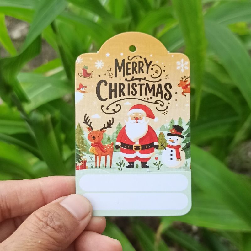 

Hang Tag Natal ukuran 5x8cm Tipe P dapat tali plastik