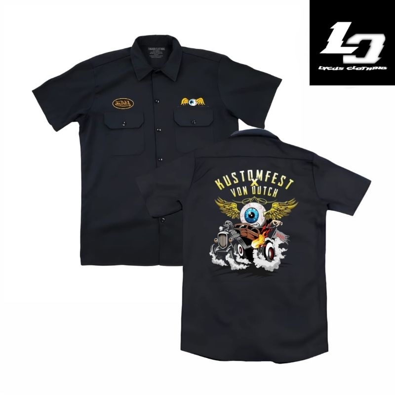 LYCUS CLOTHING Workshirt VON DUTCH Kemeja Kerja PDH Kain Motif Nyaman Panjang Twill Pria  Casual