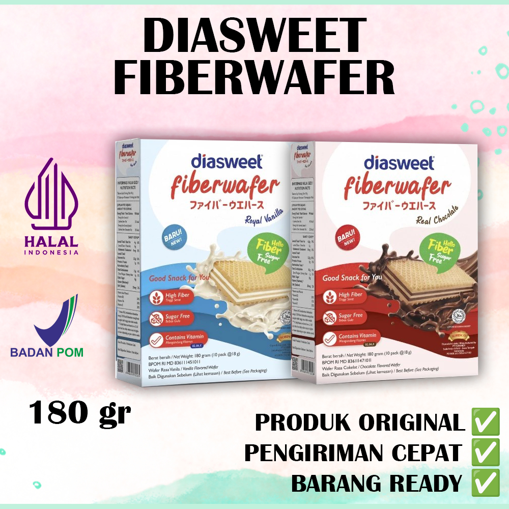 

Diasweet Fiberwafer 180 gr - Tinggi Serat Bebas Gula