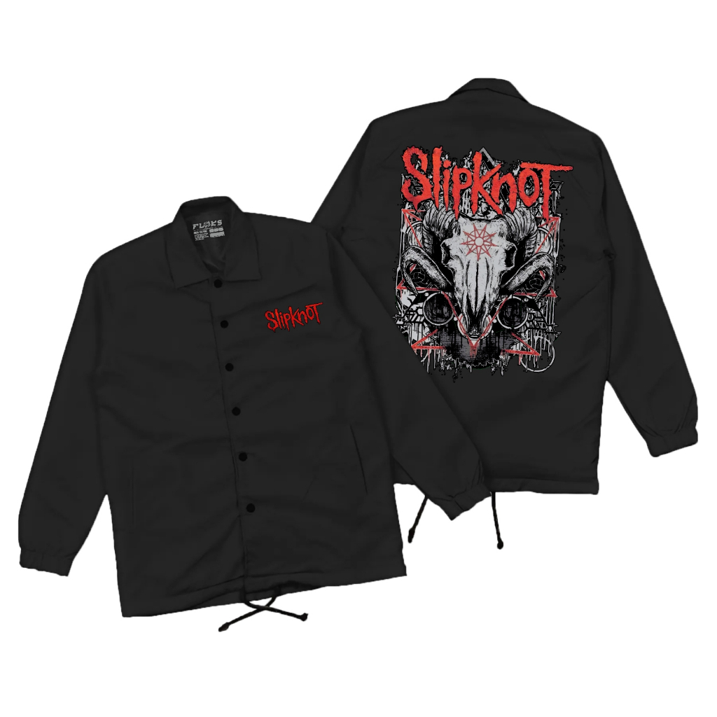 Flooks Coach Jacket Slipknot goat head stnc warna Hitam Keren