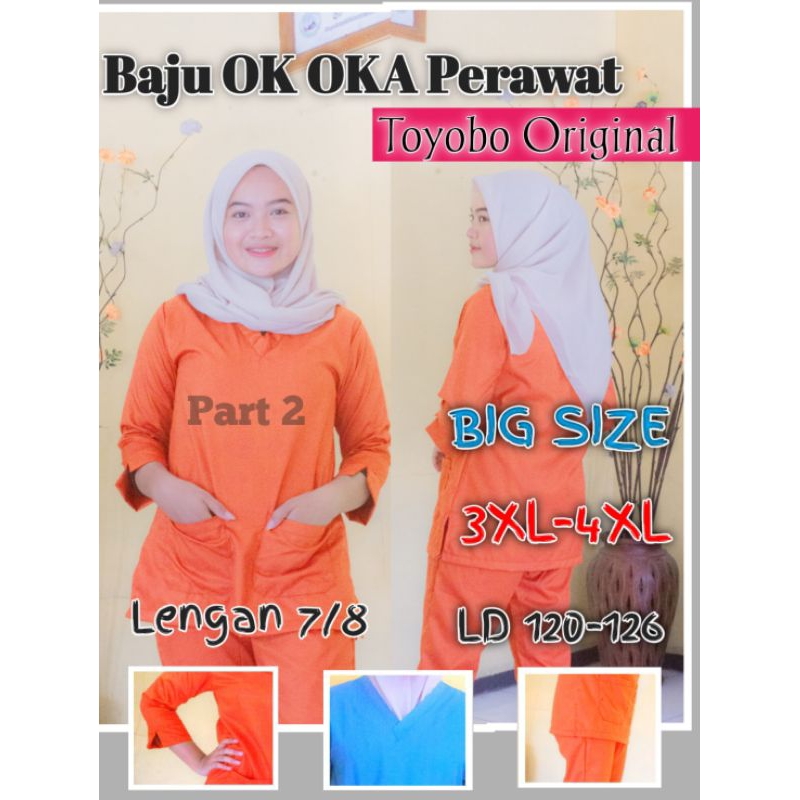 Baju OK Lengan 7/8 One set Jaga Perawat Nakes Pakaian kerja Bidan Dokter BahanToyobo Big Size
