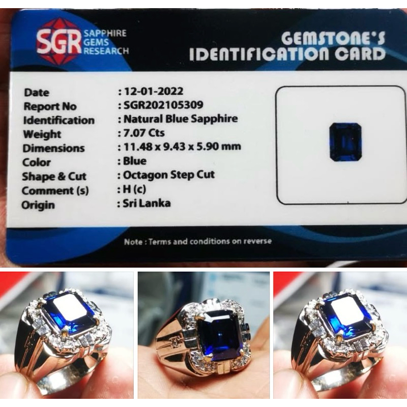 Cincin Blue Safir Memo Top Quality