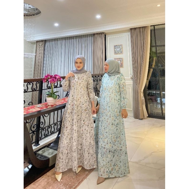 Gamis Exclusive katun Bordir + furing ori by Edness kayla