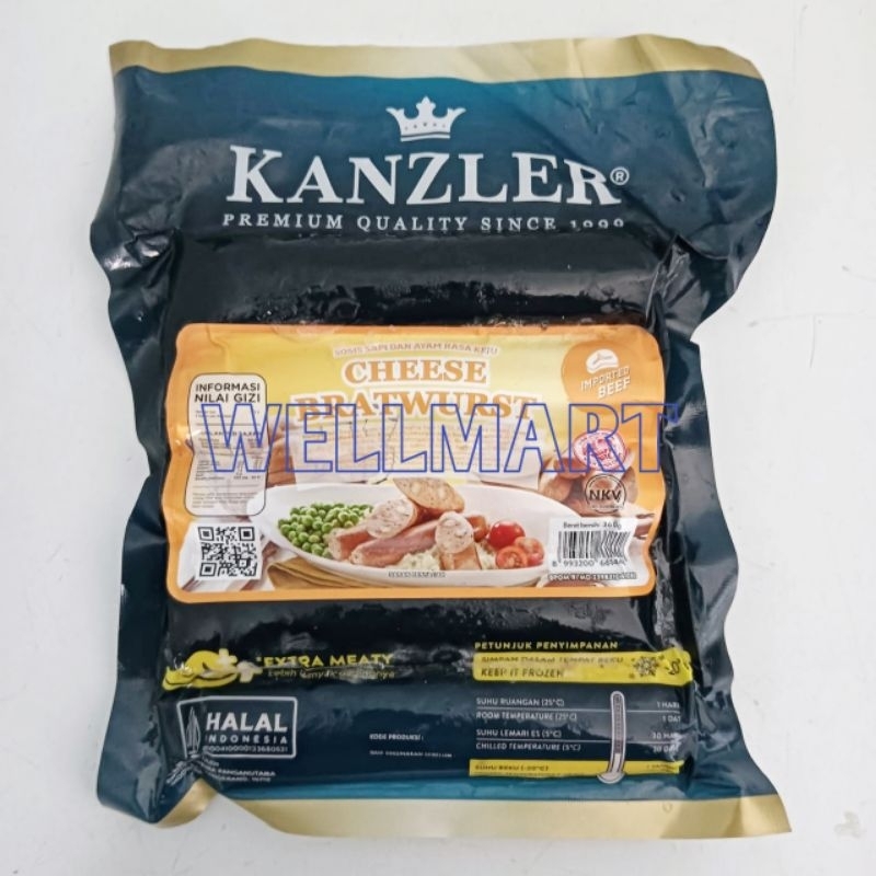 

Kanzler Cheese Bratwurst 360g Sosis Sapi dan Ayam Rasa Keju