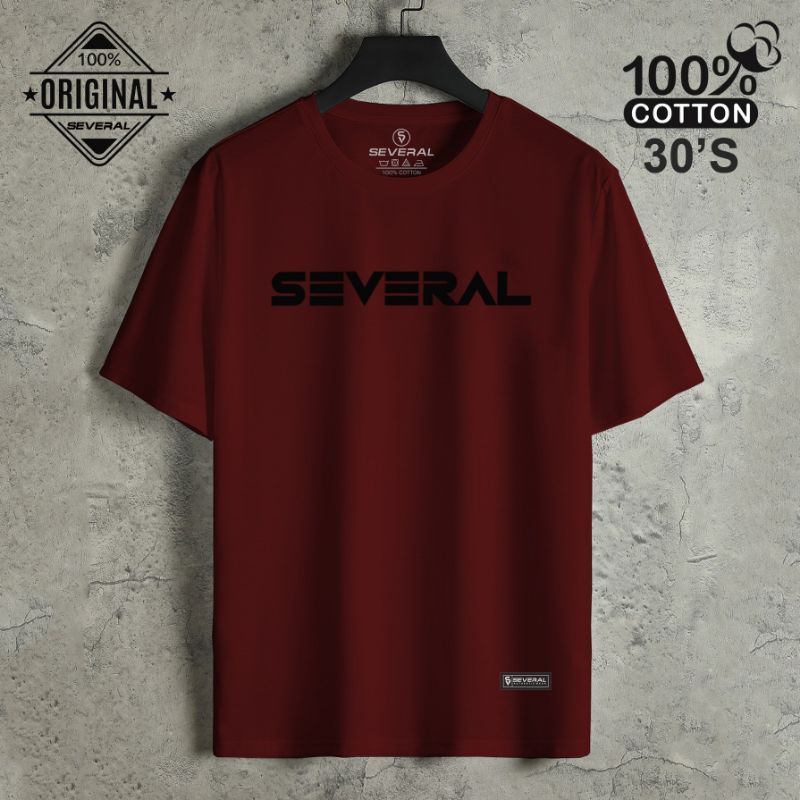 Kaos distro Merah maroon Kombinasi pria wanaita