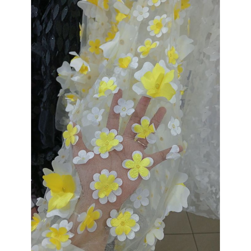 kain/bahan tile bunga 3D/shifon bunga 3D
