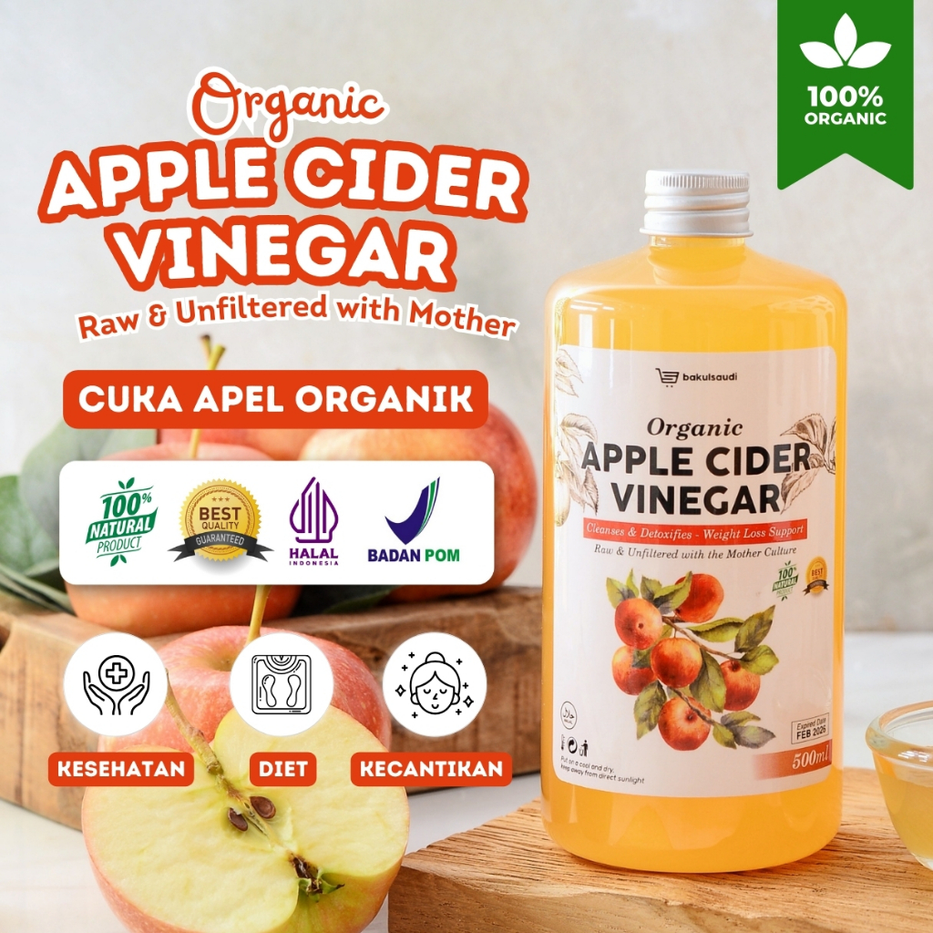 

Apple Cider Vinegar Organic Pure 100% / Cuka Apel Organik BPOM Murni Original Diet Detox