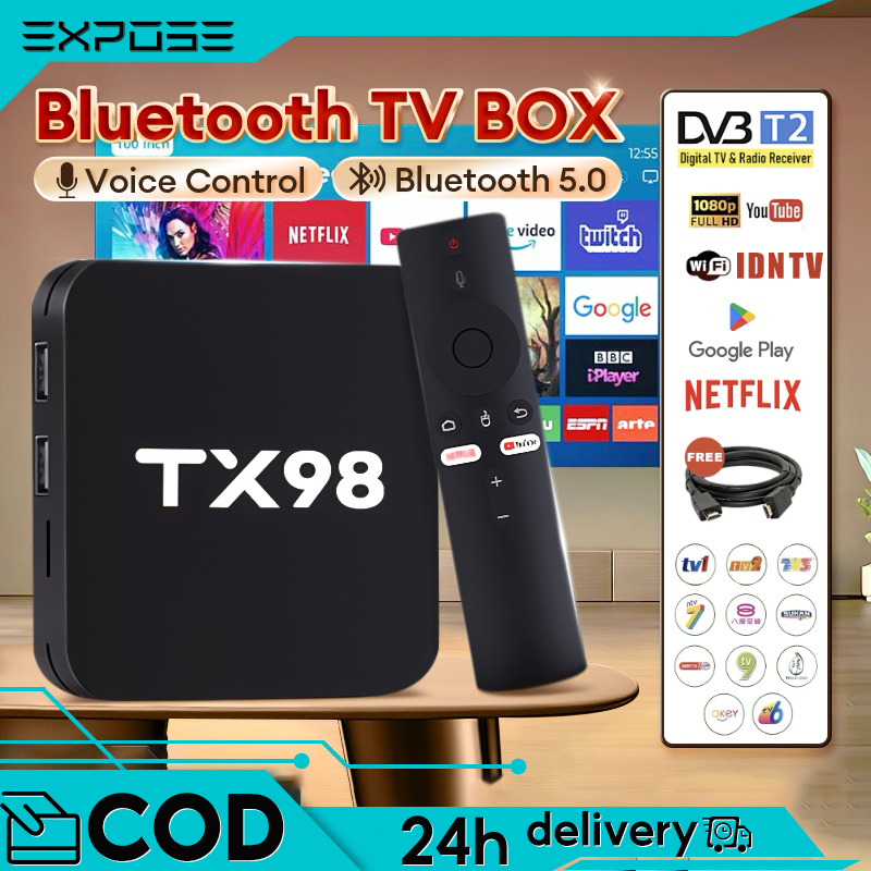 Android TV Box Bluetooth Full Channel 2024 Wifi/5G/Bluetooth TV Box 16+256GB Voice Bluetooth