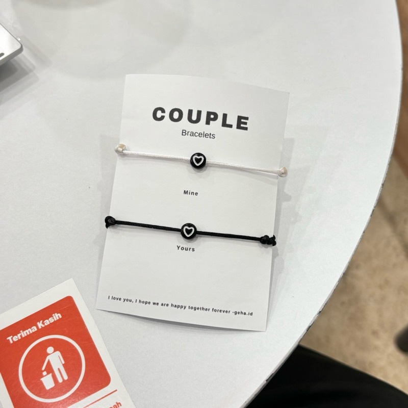 Gelang tali couple love hitam (dapat 2 gelang) | Gelang couple pasangan