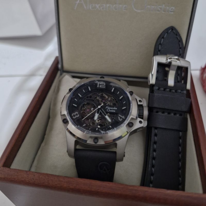 JAM TANGAN ALEXANDRE CHRISTIE AC6295 TITANIUM / AC 6295 PAKET FREE STRAP AUTOMATIC ORIGINAL